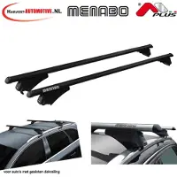 Menabo Barres de toit Tiger en aluminium, noires, 135 cm, 75 kg, pour rails de toit en saillie