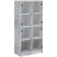 vidaXL Highboard avec portes gris béton 68x37x142 cm Bois composite