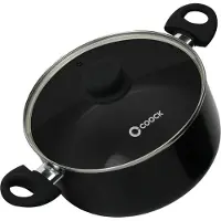 Coock Poêle avec couvercle - 5000ml - Poêle à induction - Revêtement spécial antiadhésif - Marmite avec poignées ergonomiques froides - Marmites en aluminium recyclé - Noir - E-book inclus