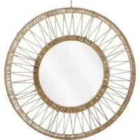 Mica Decorations Miroir mural Ludy - H5 x Ø70 cm - Jute - Marron clair