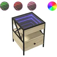 vidaXL Table de chevet avec LED infini chêne sonoma 40x40x51 cm