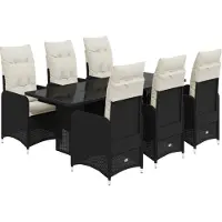 vidaXL Ensemble de jardin bistrot 7 pièces avec coussins noir poly rotin