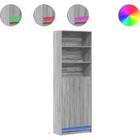 vidaXL Highboard avec éclairage LED gris Sonoma 69x32,5x200 cm