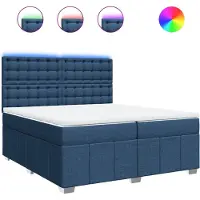 vidaXL Lit boxspring avec matelas bleu 200x200 cm Tissu