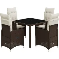 vidaXL Ensemble de jardin bistrot 5 pièces avec coussins Marron Poly rotin