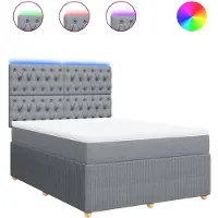 vidaXL Lit boxspring avec matelas gris clair 140x200 cm Tissu