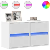 vidaXL Armoires TV murales avec éclairage LED 2 pcs. Blanc 41x31x45 cm