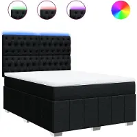 vidaXL Lit boxspring avec matelas noir 140x190 cm Tissu