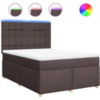 vidaXL Lit boxspring avec matelas brun foncé 140x190 cm Tissu