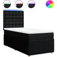 vidaXL Lit boxspring avec matelas noir 100x200 cm tissu