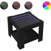 vidaXL Table basse LED noire 53x53x45 cm bois composite