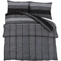 vidaXL Ensemble de literie gris foncé 200x200 cm coton