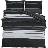 vidaXL Ensemble de literie noir et blanc 240x220 cm coton