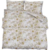 vidaXL Ensemble de literie blanc et brun 200x200 cm coton