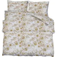vidaXL Ensemble de literie blanc et brun 240x220 cm coton