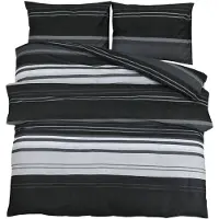 vidaXL Ensemble de literie noir et blanc 200x200 cm coton