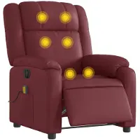 vidaXL Fauteuil de massage électrique vin rouge similicuir