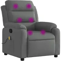 vidaXL Fauteuil de massage gris foncé Tissu