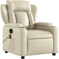 vidaXL Fauteuil de massage électrique Crème similicuir