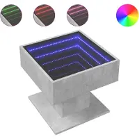 vidaXL Table basse LED gris béton 50x50x45 cm Bois composite
