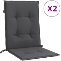 vidaXL Coussin pour chaise à dossier bas 2 pcs Mélange Anthracite 100x50x4cm Tissu
