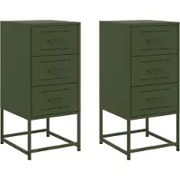 vidaXL Tables de chevet 2 pcs vert olive 36x39x78 cm acier