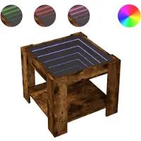 vidaXL Table basse LED chêne fumé 53x53x45 cm bois composite