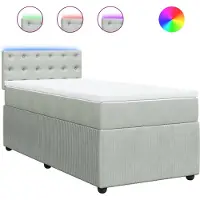 vidaXL Lit boxspring avec matelas gris clair 100x200 cm velours