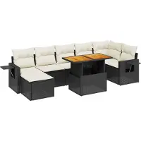 vidaXL Ensemble de jardin canapé 8 pièces avec coussins noir poly rotin
