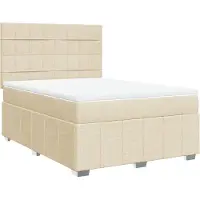 vidaXL Lit boxspring avec matelas Crème 140x190 cm Tissu