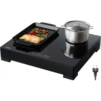 Kitchenbrothers Plaque de cuisson à induction - Plaque de cuisson à induction autoportante - 60 cm - 4 zones - 1x Flexzone - 1 phase - Jusqu'à 3500W - Noir
