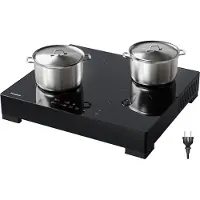 Kitchenbrothers Table de cuisson à induction - Table de cuisson à induction autoportante - 60 cm - 4 zones - 1 phase - jusqu'à 2400W - noir