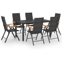 vidaXL Ensemble de jardin 7 pièces noir et brun