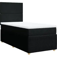 vidaXL Lit boxspring avec matelas noir 100x200 cm tissu