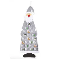 Heitmann DECO Calendrier de l'Avent en feutre Père Noël - Calendrier de l'Avent à remplir et à suspendre - Père Noël gris blanc