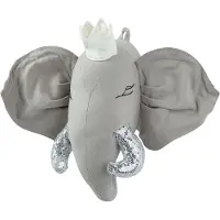 Beliani Décoration murale Tête d'éléphant en peluche Gris TANTOR