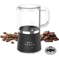 Safecourt Kitchen Mousseur à lait en verre - Mousseur à lait électrique - Revêtement antiadhésif - 600 watts - Noir