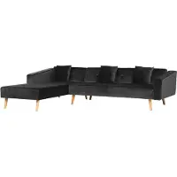 Beliani Canapé D'angle Vadso Noir Velours Côté Droit