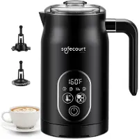 Safecourt Kitchen Mousseur à lait électrique Safecourt 350ml- 4-en-1 - Noir