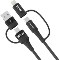 Wozinsky Câble Wnbaa 4W1 2X Usb-C 1X Usb-A 1X Lightning 60W 1 M - Czarny