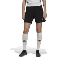 Adidas Short de football pour femme Entrada 22, modèle d'entraînement, coupe longue, 100 % polyester, noir, taille S