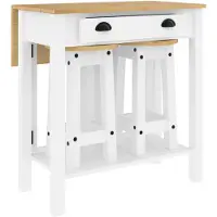 vidaXL set de bar 3 pièces blanc pin massif