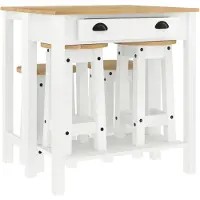 vidaXL Ensemble de bar 5 pièces blanc pin massif