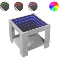 vidaXL Table basse LED gris béton 53x53x45 cm Bois composite
