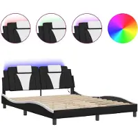vidaXL Cadre de lit "Viana" avec LED sans matelas noir et blanc 160x200 cm