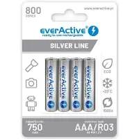 EverActive SILVER LINE R03/AAA, Batterie rechargeable Ni-MH 800 mAh, 4pcs