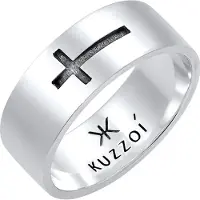 KUZZOI Bague 'Kreuz' noir / argent