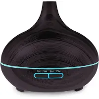 Auronic Diffuseur d'arômes - 300 ml - Humidificateur - 7 couleurs LED - 2 huiles incluses - Brun foncé