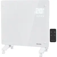 Auronic Chauffage électrique - convecteur avec thermostat et télécommande - panneau en verre - 1000W - Blanc