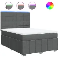 vidaXL Lit boxspring avec matelas gris foncé 140x190 cm Tissu